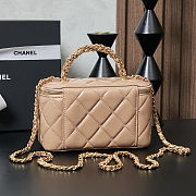 Fortok Chanel Vanity Case Bag With Chain Handle in Beige 16×10×8cm - 6