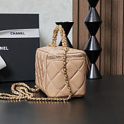Fortok Chanel Vanity Case Bag With Chain Handle in Beige 16×10×8cm - 5