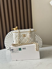 Fortok Chanel Vanity Bag Pearl Chain in White 17cm - 1