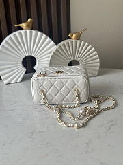 Fortok Chanel Vanity Bag Pearl Chain in White 17cm - 3