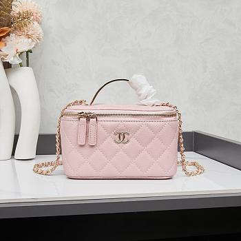 Fortok Chanel Vanity Case Bag Top Handle Pink 18x11x8cm