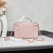 Fortok Chanel Vanity Case Bag Top Handle Pink 18x11x8cm - 5