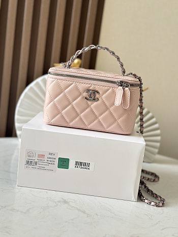 Fortok Chanel Vanity Case Bag Chain Handle Pink 17X9.5X8cm