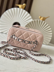 Fortok Chanel Vanity Case Bag Chain Handle Pink 17X9.5X8cm - 6