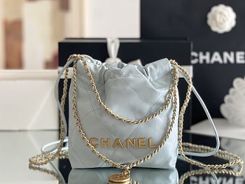 Fortok Chanel 22 bag in Blue Gold hardware 20 x 18.5 x 6cm 