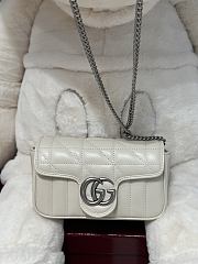 Fortok Gucci Marmont White Silver Hardware 16.5x9.5x4.5cm  - 1
