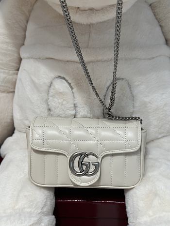 Fortok Gucci Marmont White Silver Hardware 16.5x9.5x4.5cm 