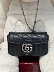 Fortok Gucci Marmont Black Silver Hardware 16.5x9.5x4.5cm - 1