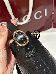 Fortok Gucci GG Emblem debossed leather tote bag in black 24x26x10cm - 4