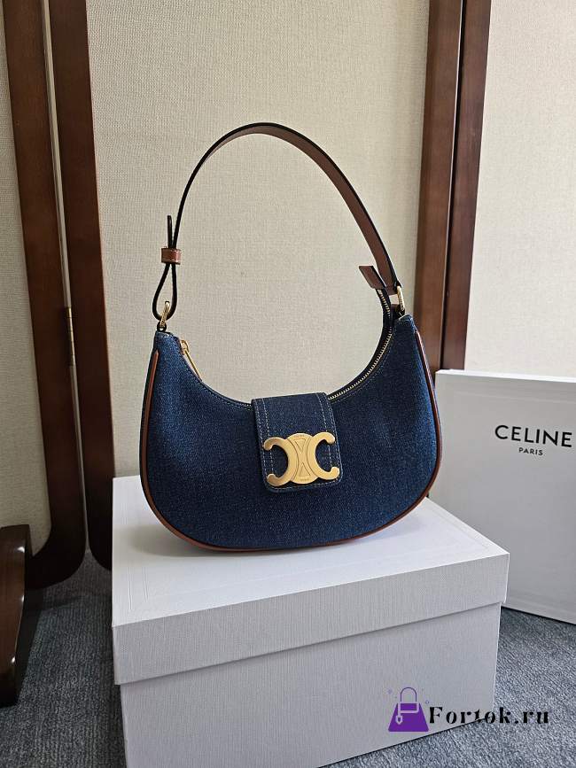 Fortok Celine Ava Bag In Triomphe Denim 23 x13.5 x6cm - 1