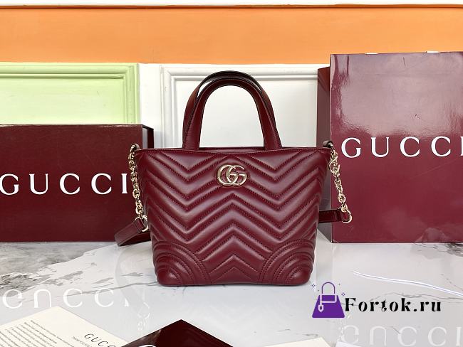 Fortok Gucci GG Marmont Mini Tote Bag Red 18x18x12.5cm - 1