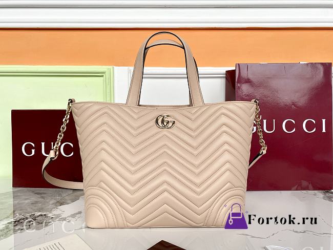Fortok Gucci GG Marmont Mini Tote Bag Beige 28x24x16cm - 1