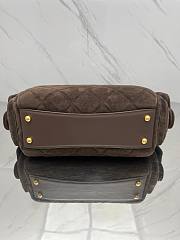 Fortok Chanel Boston bag In Dark Brown Suede 15.5*24*11.5cm - 4