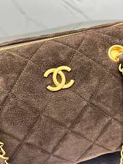 Fortok Chanel Boston bag In Dark Brown Suede 15.5*24*11.5cm - 3