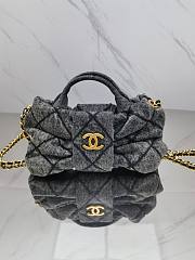 Fortok Chanel Maxi Bow Bag Washed Denim & Gold-Tone Metal Black 18*26*5*cm - 1