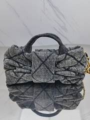 Fortok Chanel Maxi Bow Bag Washed Denim & Gold-Tone Metal Black 18*26*5*cm - 2