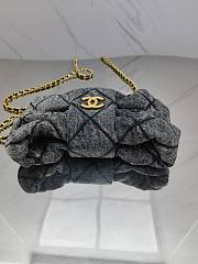 Fortok Chanel Maxi Bow Bag Washed Denim & Gold-Tone Metal Black 18*26*5*cm - 3