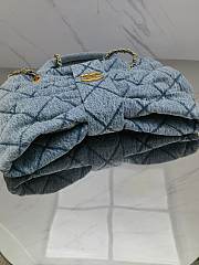 Fortok Chanel Maxi Bow Bag Washed Denim & Gold-Tone Metal Blue 29*38*5cm  - 6