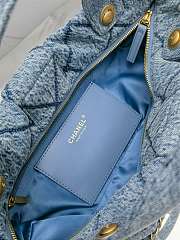 Fortok Chanel Maxi Bow Bag Washed Denim & Gold-Tone Metal Blue 29*38*5cm  - 4