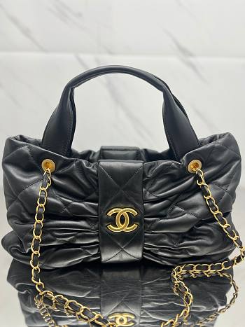 Fortok Chanel Maxi Bow Bag Leather Black 29*38*5cm 