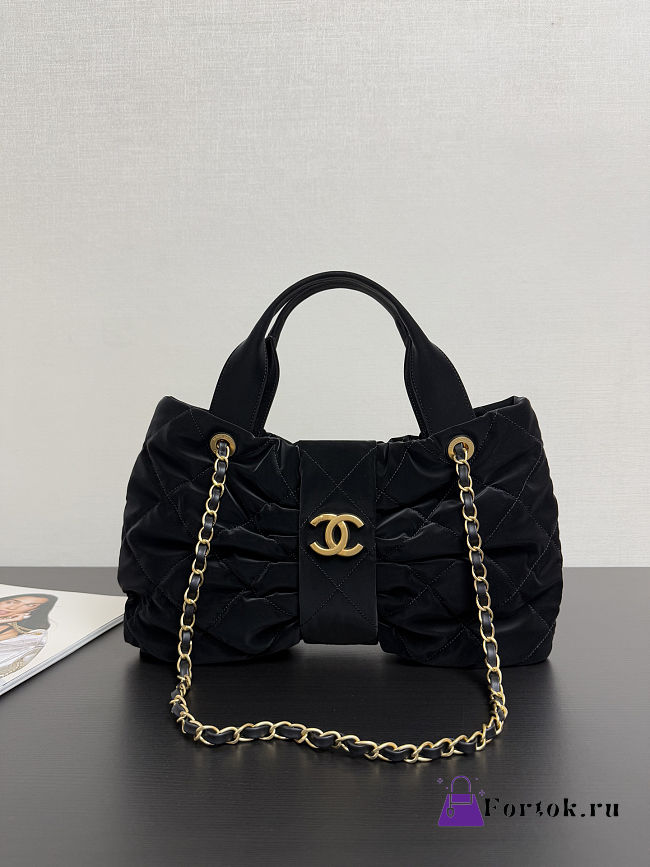 Fortok Chanel Maxi Bow Bag Velve Black 29*38*5cm - 1