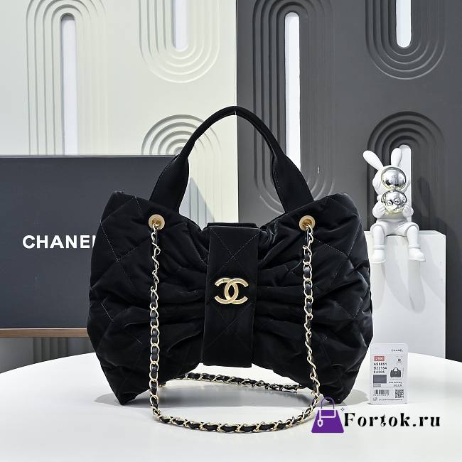 Fortok Chanel Maxi Bow Bag Velve Black 18*26*5*cm - 1