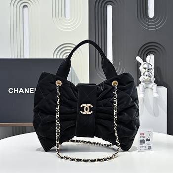 Fortok Chanel Maxi Bow Bag Velve Black 18*26*5*cm