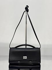 Fortok Balenciaga Bel Air Small Clutch On Strap Black With Silver Hardware 26.9 x 13.9 x 5.3cm - 1