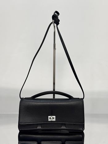 Fortok Balenciaga Bel Air Small Clutch On Strap Black With Silver Hardware 26.9 x 13.9 x 5.3cm