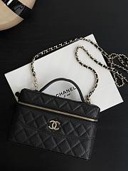 Fortok Chanel Vanity Case With Chain Black Caviar 19.5×17×5cm - 1