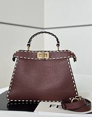 Fortok Fendi Peekaboo bag with Selleria stitching Burgundy 27×11×20cm - 1