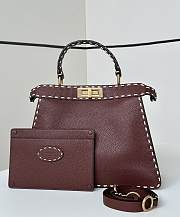 Fortok Fendi Peekaboo bag with Selleria stitching Burgundy 33×12×25cm - 1