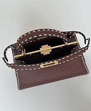 Fortok Fendi Peekaboo bag with Selleria stitching Burgundy 33×12×25cm - 4