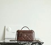 Fortok Chanel Vanity Case With Chain Top Handle Brown Caviar 19.5×17×5cm - 1