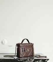 Fortok Chanel Vanity Case With Chain Top Handle Brown Caviar 19.5×17×5cm - 4