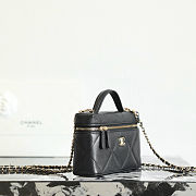 Fortok Chanel Vanity Case With Chain Top Handle Black Caviar 19.5×17×5cm - 5