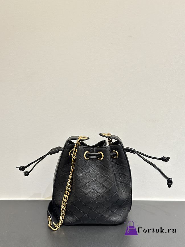 Fortok Saint Laurent YSL Cassandre Quilted Bucket Bag Black 15.5x11x25cm - 1