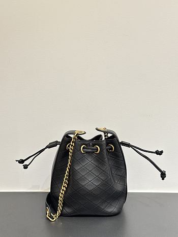 Fortok Saint Laurent YSL Cassandre Quilted Bucket Bag Black 15.5x11x25cm