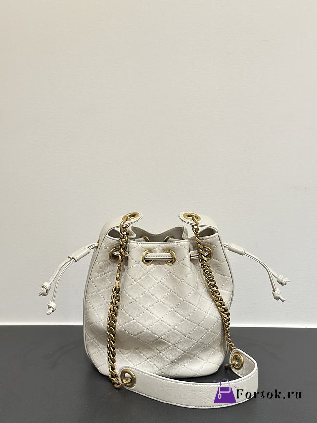 Fortok Saint Laurent YSL Cassandre Quilted Bucket Bag White 15.5x11x25cm - 1