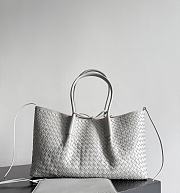 Fortok Bottega Veneta Pinacoteca Intrecciato leather tote bag Grey/Pink Mini 24*15*12cm - 1