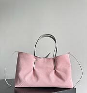 Fortok Bottega Veneta Pinacoteca Intrecciato leather tote bag Grey/Pink Mini 24*15*12cm - 6