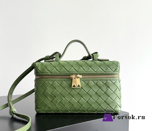 Fortok Bottega Veneta Bang Bang Intrecciato Vanity Bag in Green 22*12.5*5cm - 1