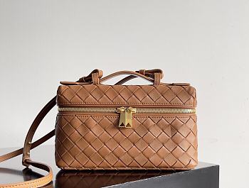 Fortok Bottega Veneta Bang Bang Intrecciato Vanity Bag Brown 22*12.5*5cm