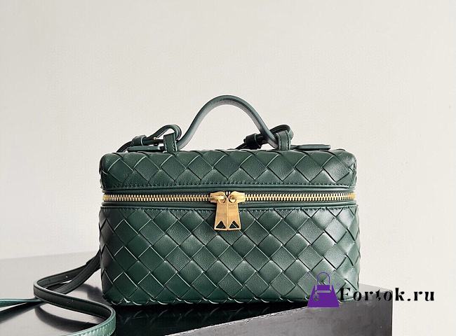 Fortok Bottega Veneta Bang Bang Intrecciato Vanity Bag in Emerald Green 22*12.5*5cm  - 1