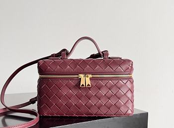 Fortok Bottega Veneta Bang Bang Intrecciato Vanity Bag Burgundy 22*12.5*5cm