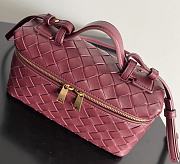 Fortok Bottega Veneta Bang Bang Intrecciato Vanity Bag Burgundy 22*12.5*5cm - 5