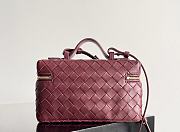 Fortok Bottega Veneta Bang Bang Intrecciato Vanity Bag Burgundy 22*12.5*5cm - 6