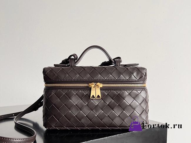 Fortok Bottega Veneta Bang Bang Intrecciato Vanity Bag Chocolate Brown 22*12.5*5cm - 1