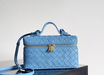 Fortok Bottega Veneta Bang Bang Intrecciato Vanity Bag Blue 22*12.5*5cm