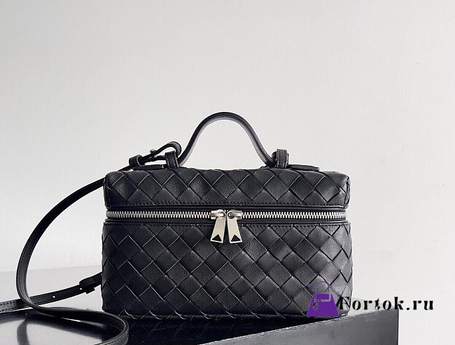 Fortok Bottega Veneta Bang Bang Intrecciato Vanity Bag Black 22*12.5*5cm - 1